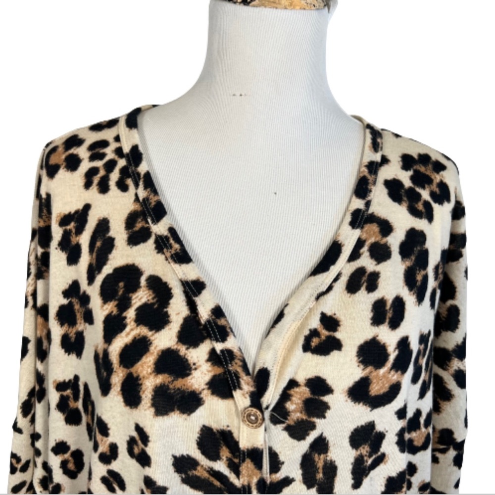 Janette Plus Leopard Print Button Front Top - image 5